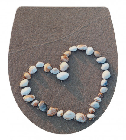 WC-bril Shell Heart 39 x 45 cm acryl bruin/wit