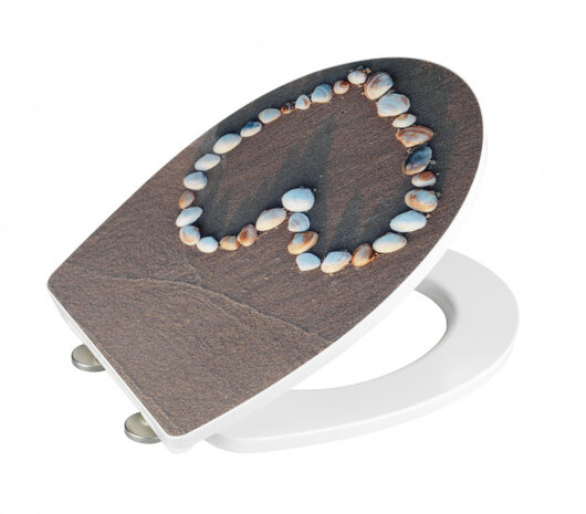 WC-bril Shell Heart 39 x 45 cm acryl bruin/wit