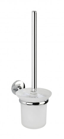 toiletborstel en houder Cuba 35 cm RVS zilver/wit 3-delig