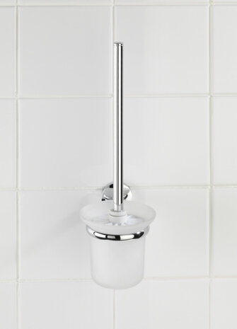toiletborstel en houder Cuba 35 cm RVS zilver/wit 3-delig