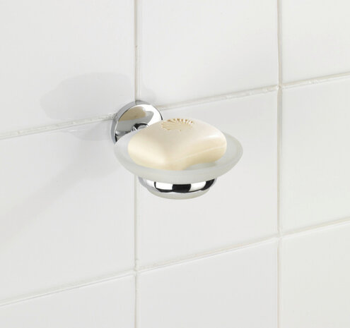 zeephouder Cuba Power-Loc 13 cm RVS/glas zilver/matwit
