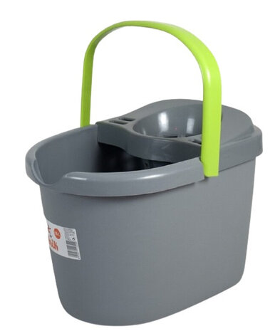 emmer met wringer 12 liter 39 x 30 cm grijs 2-delig