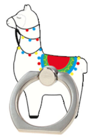 telefoonbuttons Llama 5 cm staal wit/rood