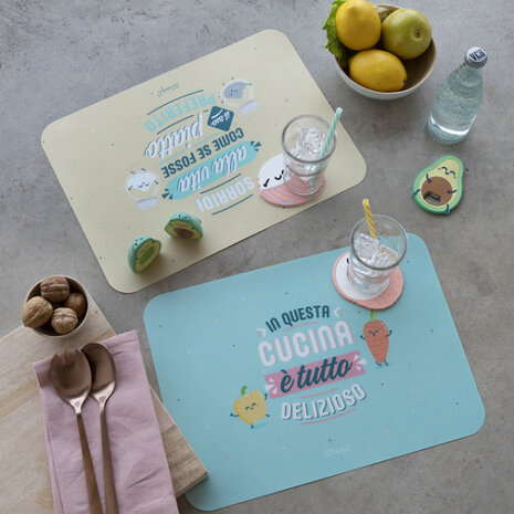 placemats Mr. Wonderful 40 cm polypropyleen blauw/beige
