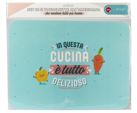 placemats Mr. Wonderful 40 cm polypropyleen blauw/beige