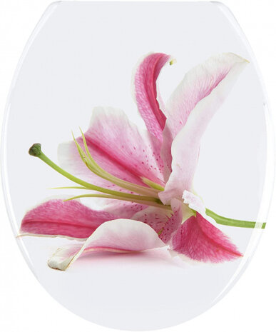 toiletbril Orchid 37,5 x 44,5 cm RVS wit/roze