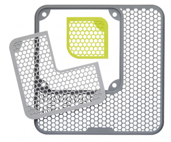 wastafelmat 30 x 30 cm rubber grijs 3-delig