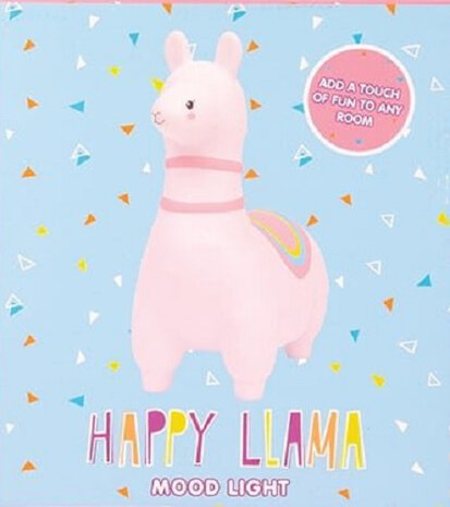 decoratielamp Happy lama 19 x 15 cm roze