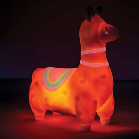 decoratielamp Happy lama 19 x 15 cm roze