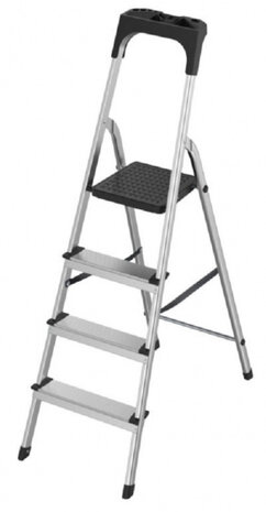 huishoudtrap 2,59 meter aluminium zilver/zwart