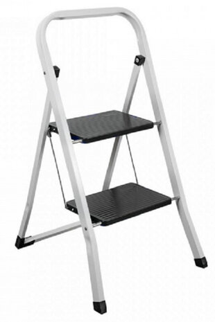 huishoudtrap Pireneo 83 cm aluminium grijs/zwart
