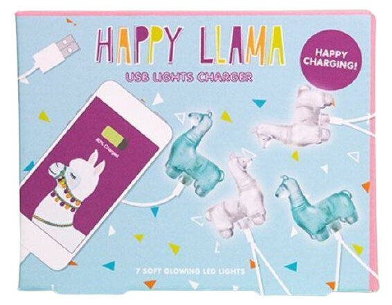 USB-lader Happy Llama led meisjes wit