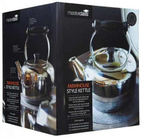 fluitketel 2 liter RVS zilver/zwart