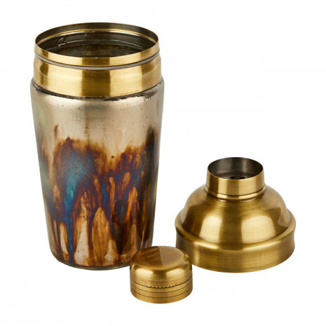 cocktailshaker 700 ml glas goud 3-delig