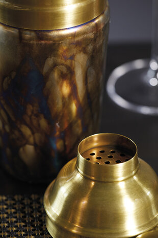 cocktailshaker 700 ml glas goud 3-delig