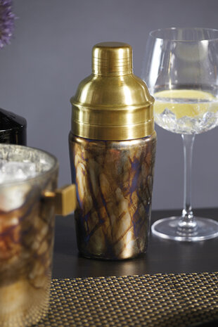 cocktailshaker 700 ml glas goud 3-delig
