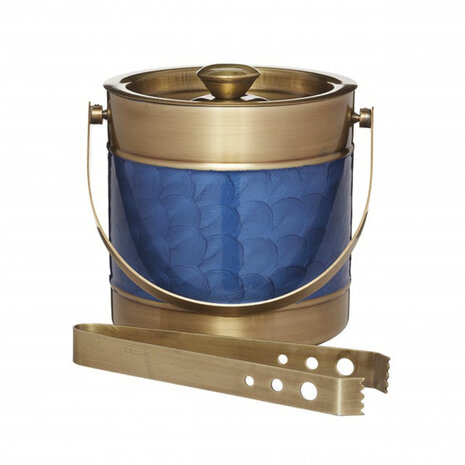 ijsemmer 17 x 16,5 cm RVS blauw/goud 2-delig