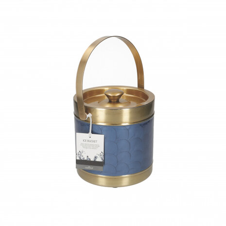 ijsemmer 17 x 16,5 cm RVS blauw/goud 2-delig