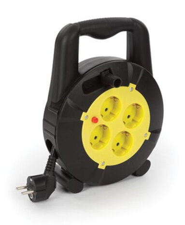 kabelhaspel randaarde 5 meter PVC/PP zwart/geel