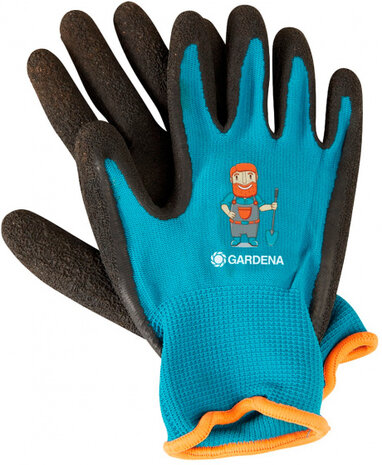 tuinhandschoenen junior polyester turquoise/zwart maat 3