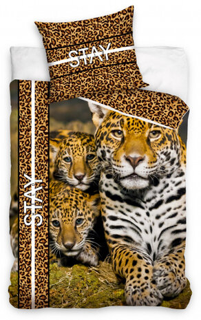 dekbedovertrek Cheetah 140 x 200 cm katoen bruin/goud