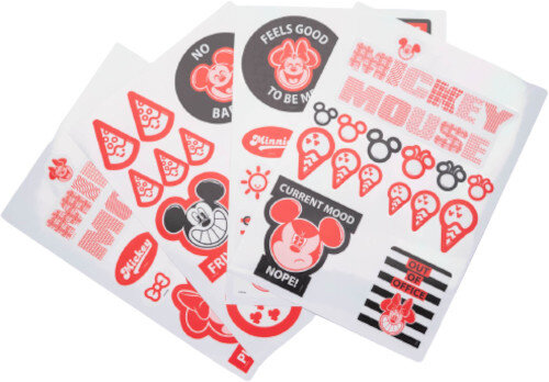 stickers Mickey &amp; Minnie vinyl rood/zwart 50 stuks