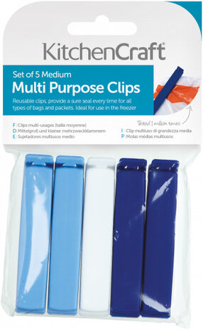 vershoudclips 8 cm blauw/wit/navy 5 stuks