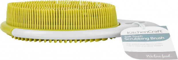 schrobborstel antibacterieel 17 cm siliconen lime