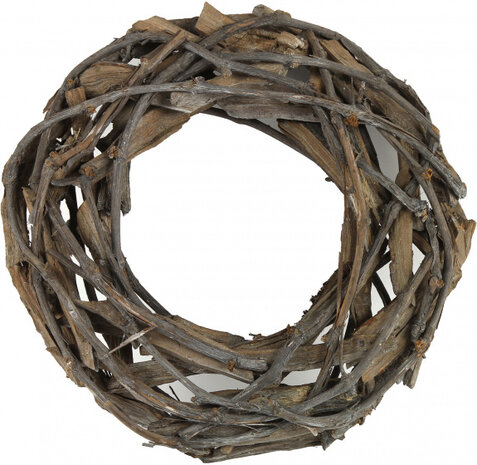 decoratiekrans Jorrit 38 x 9,5 cm hout grijs
