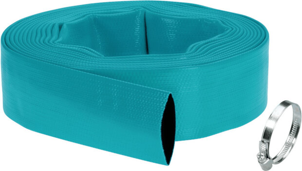 tuinslang plat 38 mm 10 meter PVC turquoise 2-delig