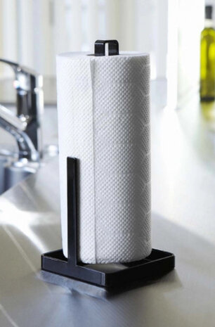 keukenrolhouder Tower 11 x 11 x 26,5 cm RVS zwart