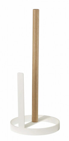keukenrolhouder Tosca 11 x 11 x 26,5 cm RVS/hout wit