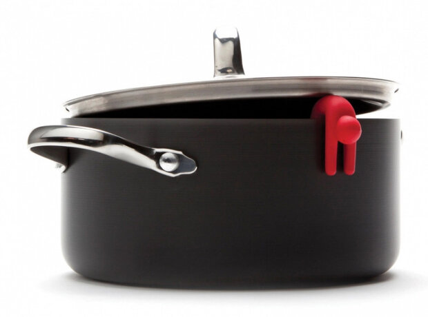 anti-overkookset Lid Sid siliconen rood/wit