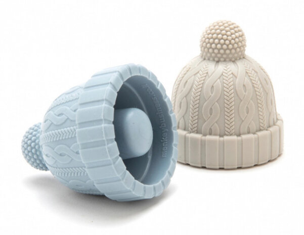 flesstop Beanie 5 x 5,5 cm siliconen blauw/wit