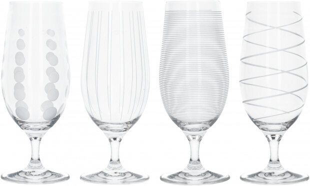 bierglazenset Cheers 290 ml transparant/zilver 4 stuks