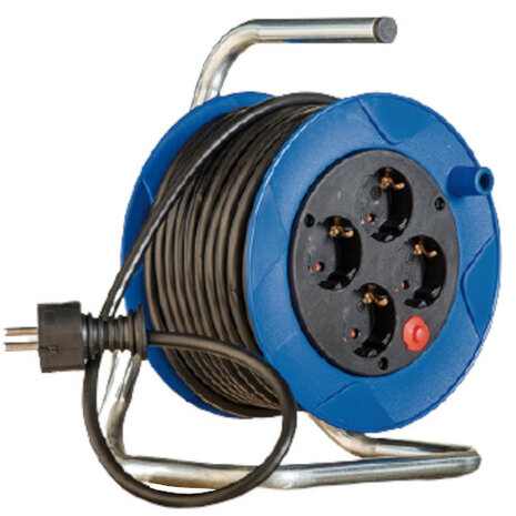 kabelhaspel Compact 15 meter RVS/PVC blauw/zwart