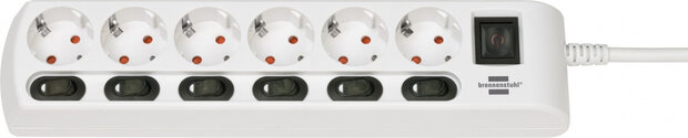 stekkerdoos 6-voudig 37 cm IP20 2 meter wit