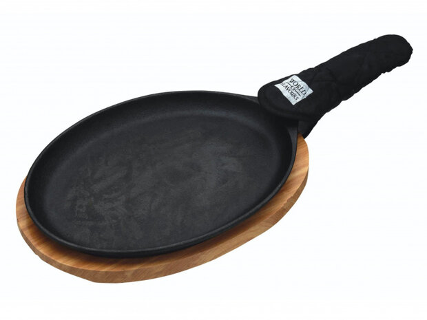 fajitapan 27,5 x 19 cm gietijzer zwart 3-delig