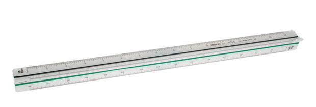 schaalstok 30 cm wit/blauw