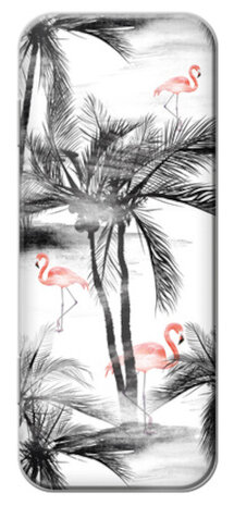 pennenblik Flamingo 18 x 7,5 cm aluminium grijs/roze