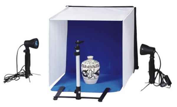opnamebox opvouwbaar 40 x 40 cm blauw/wit 6-delig