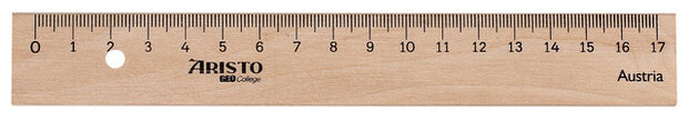 liniaal Geo College 17 cm hout/staal bruin
