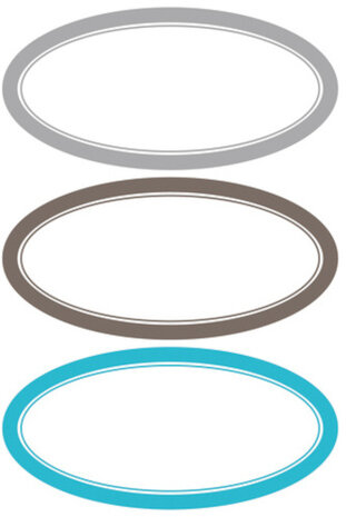 etiketten ovaal 9 x 4 cm papier grijs/blauw 15 stuks