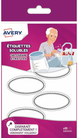etiketten oplosbaar 55x30 mm papier wit/zwart 18 stuks