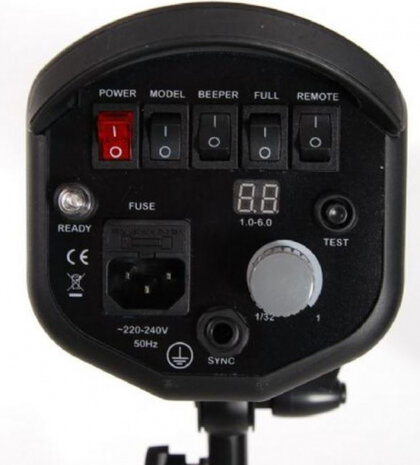 studioflitser LF-500D digitaal staal zwart