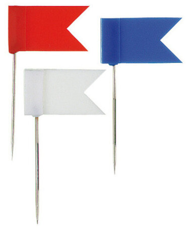 markeervlaggetjes 2,5 cm staal rood/wit/blauw 20 stuks