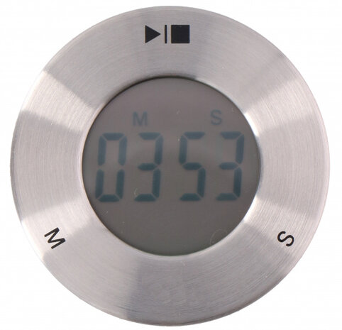 kookwekker digitaal 6,5 x 3 cm RVS/glas zilver