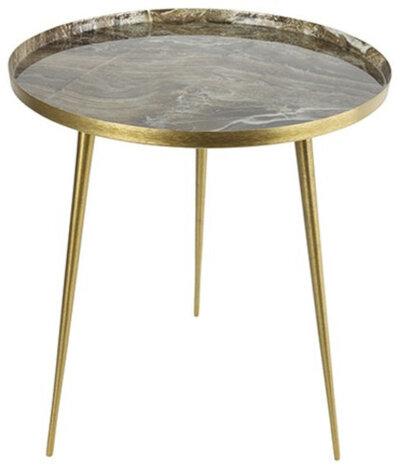 bijzettafel Marble 53,5 cm staal/nikkel bruin
