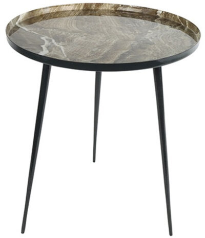 bijzettafel Marble 53,5 cm staal/nikkel grijs
