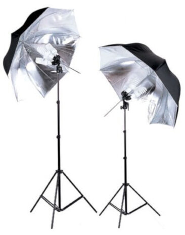 studiolampset LHK-4U 8 x 28W E27 zwart/wit